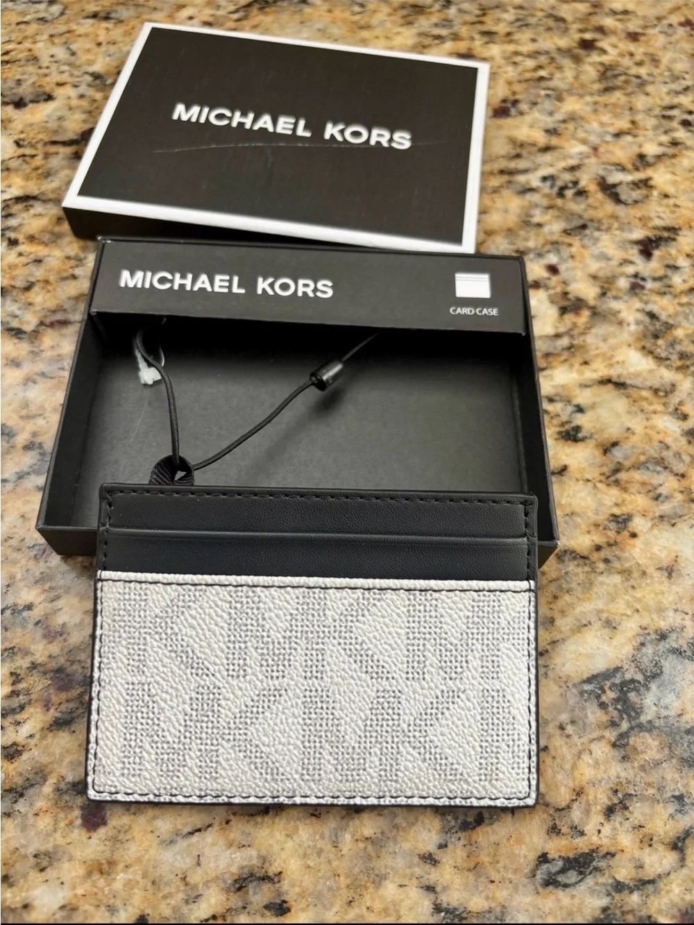 Michael Kors Silver and Black Signature Card Holder - Picture 6 of 7